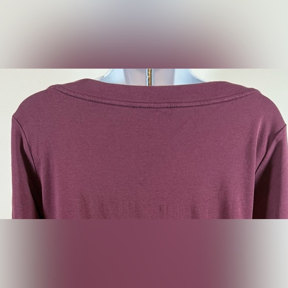 J Jill Perfect Pima Seamed Boat Neck Tee Shirt Women Sz PM Plum Classic Top - Picture 4 of 10